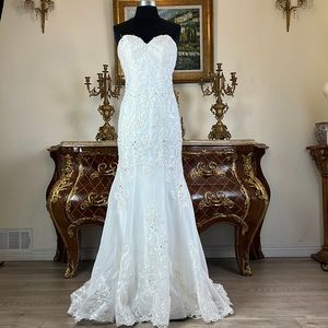 Women’s formal Bride Embroidery Lace ball gown pageant wedding dress